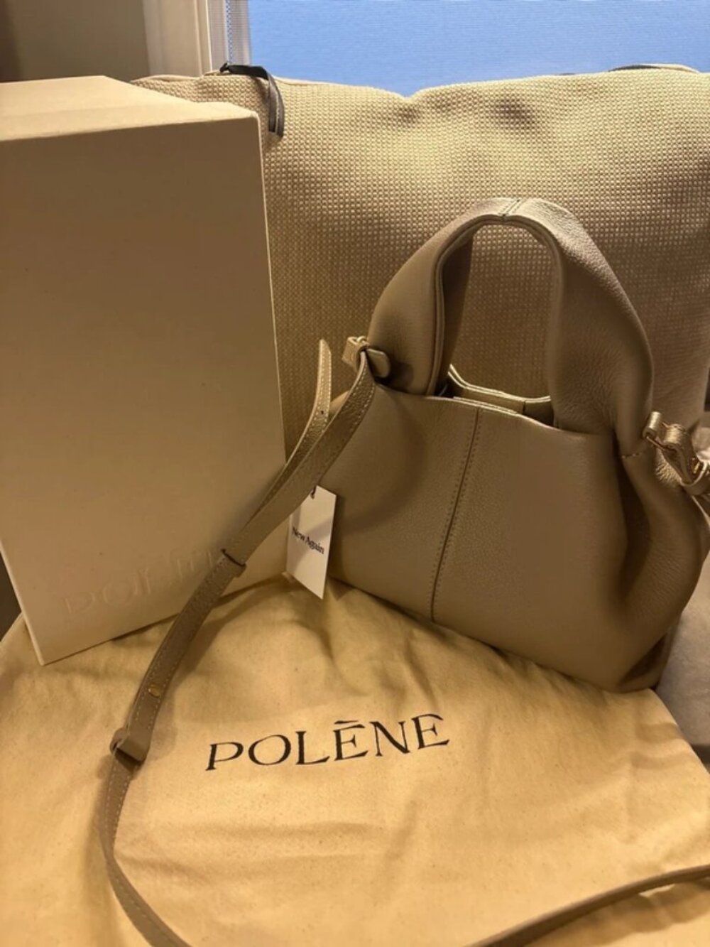 Polène Numéro Neuf Mini Beige Leather Cloud Bag